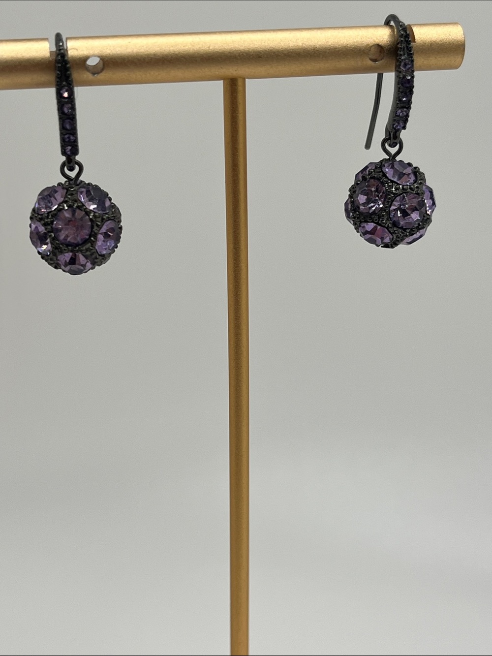 Purple Crystal Drop Earrings - Women Jewelry